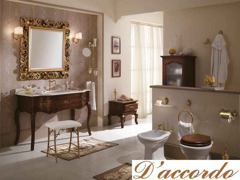 картинка Мебель для ванной комнаты напольная с мраморной столешницей и встраиваемой раковиной, коллекция Versailles от магазина D'accordo